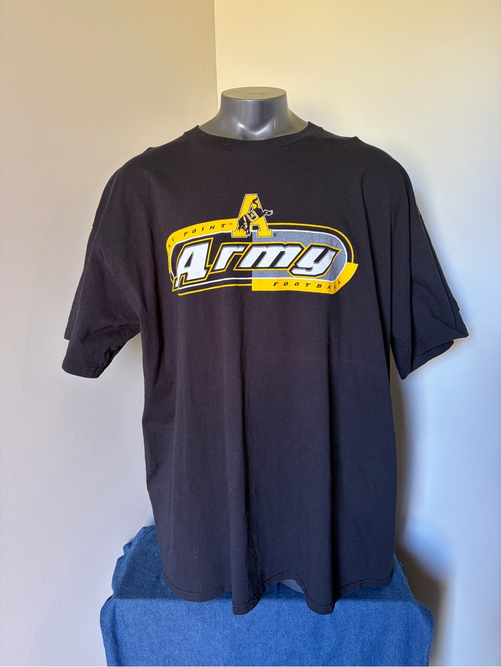 Vintage Army West Point Black Knights Football T-Shirt Mens 2XL Black USMA
